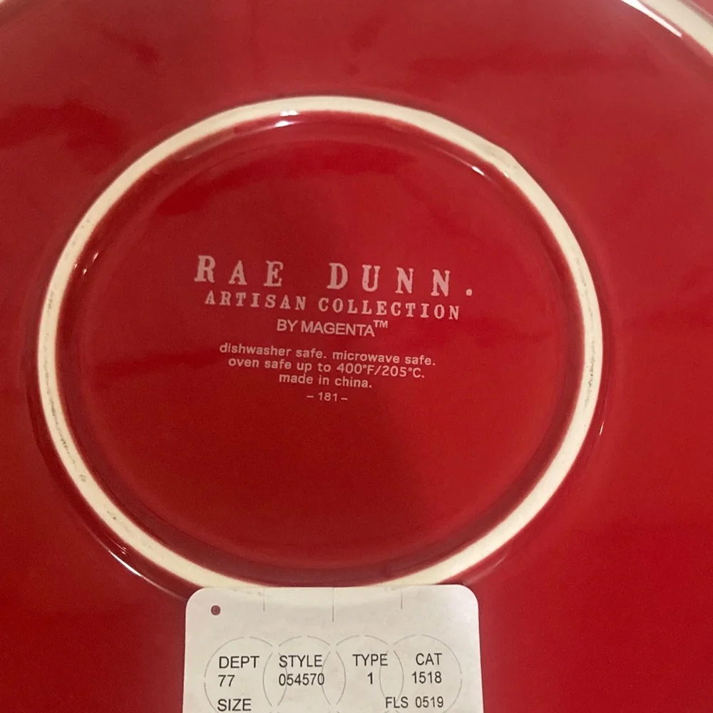 Rae Dunn Red Pie Dish with 'Let's Eat Pie' Text